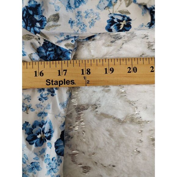 Jane and Delancey Blue Floral Peasant Top Ladies Woman XS Flared Sleeves - Picture 3 of 7